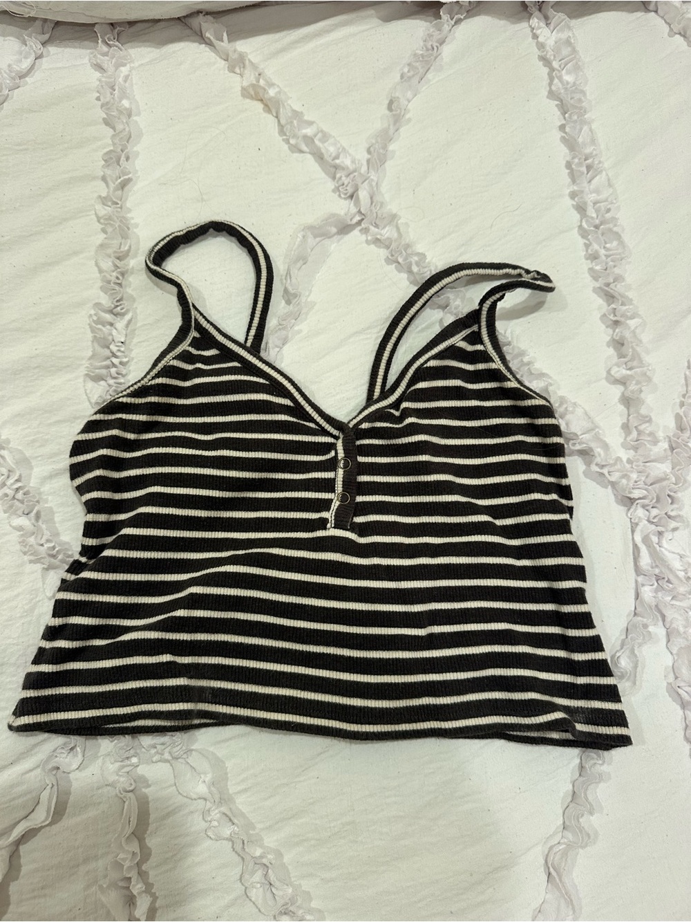 Billabong Black and White Striped Ribbed Tank